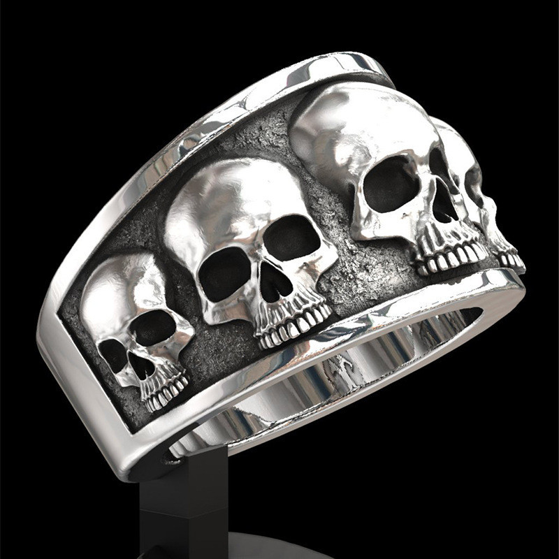 Retro punk Skull Meeste sõrmus Hip Hop Rock Gooti punk Mood Kingitus Demon Skull Ring 2021
