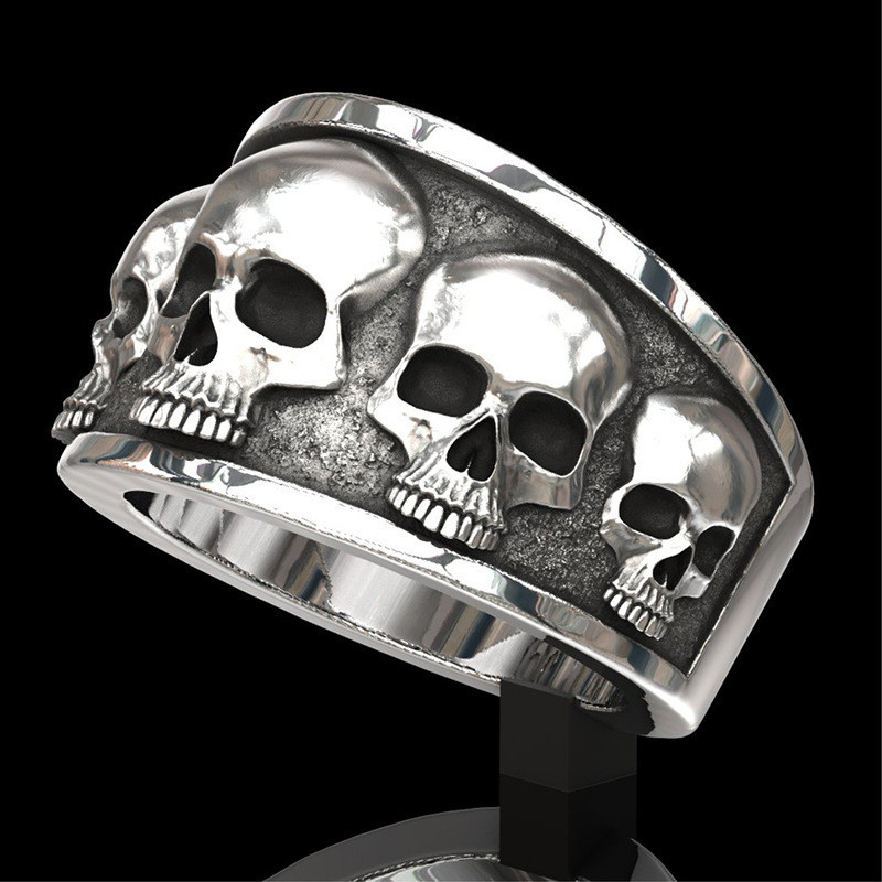 Retro punk Skull Meeste sõrmus Hip Hop Rock Gooti punk Mood Kingitus Demon Skull Ring 2021