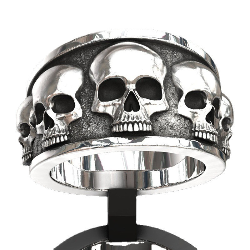 Retro punk Skull Meeste sõrmus Hip Hop Rock Gooti punk Mood Kingitus Demon Skull Ring 2021