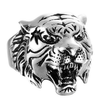 Retro Domineering Tiger Ανδρικό Δαχτυλίδι Hip Hop Gothic Αξεσουάρ King of the Forest Δώρο κοσμήματα Tiger Punk Finger