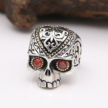 Ανδρικό ρετρό δαχτυλίδι κρανίο Love Red Eye Skull ρετρό στυλ με χρυσό χιπ χοπ πανκ δαχτυλίδι Νέο δώρο κοσμήματος