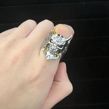 Vintage Punk Gothic Devil Μάσκα δύο χρωμάτων Ανδρικό ανοιχτό δαχτυλίδι Skull Rock Party Γυναικεία αποκριάτικα κοσμήματα Νέο ρυθμιζόμενο δώρο δαχτυλίδι