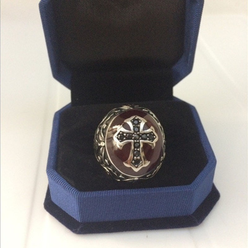 Европейски и американски мъжки пръстен с вампирски кръст с циркон, модни религиозни популярни бижута с пръстени2021
