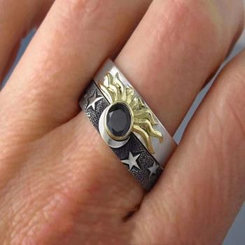 Комплект за двойка Xingyue Мъжки и дамски пръстен Ретро слънчев ангажимент за парти Бижута за пръсти Той и нейният сватбен пръстен Подарък