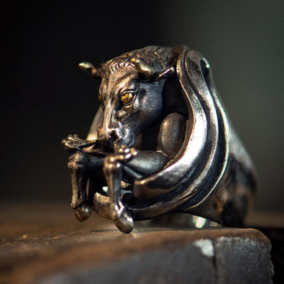 Modes retro dzīvnieku augstas kvalitātes metāla atvere ar regulējamu izmēru sarkano acu pūces gredzens vīriešiem lokomotīves hip hop aksesuāri dāvana