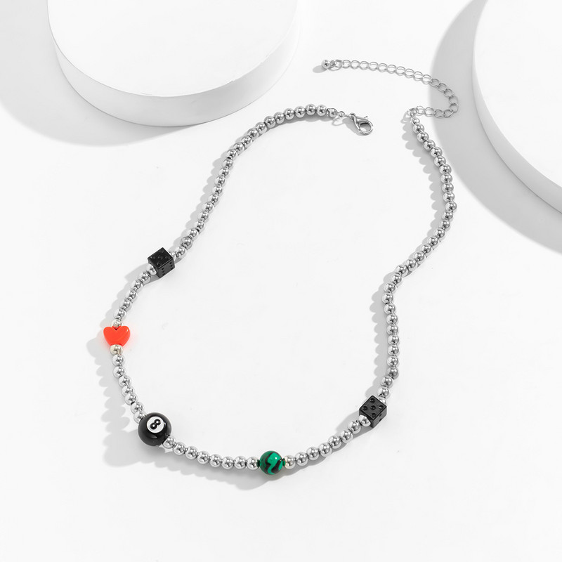 Ogrlica od perli s kockicama sretnog broja osam za muškarce Ogrlica s ogrlicom s lančićima s malim perlama na vratu 2022. Ženski modni nakit Ovratnik