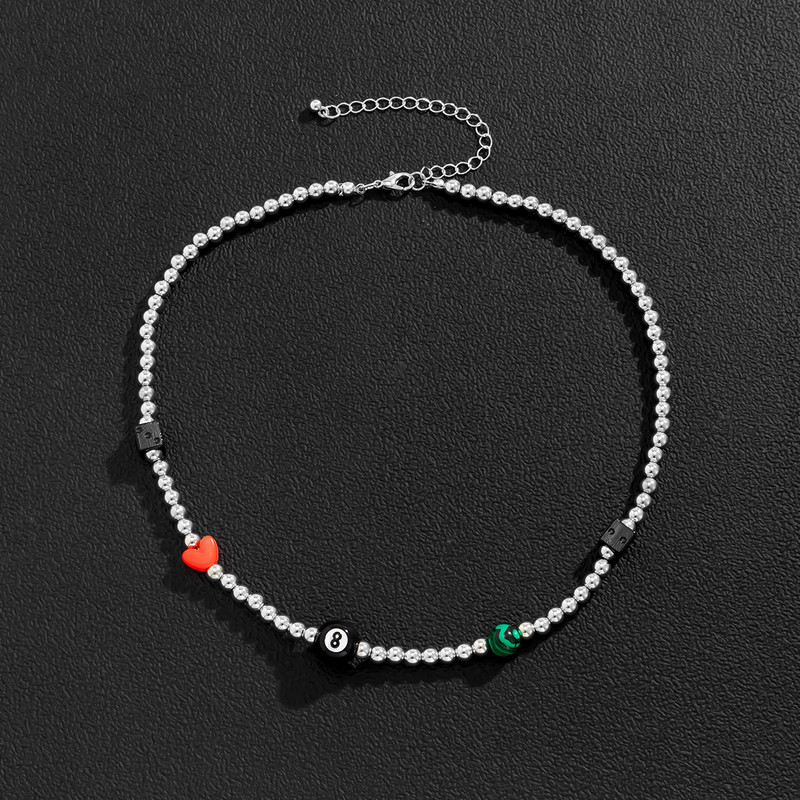 Ogrlica od perli s kockicama sretnog broja osam za muškarce Ogrlica s ogrlicom s lančićima s malim perlama na vratu 2022. Ženski modni nakit Ovratnik