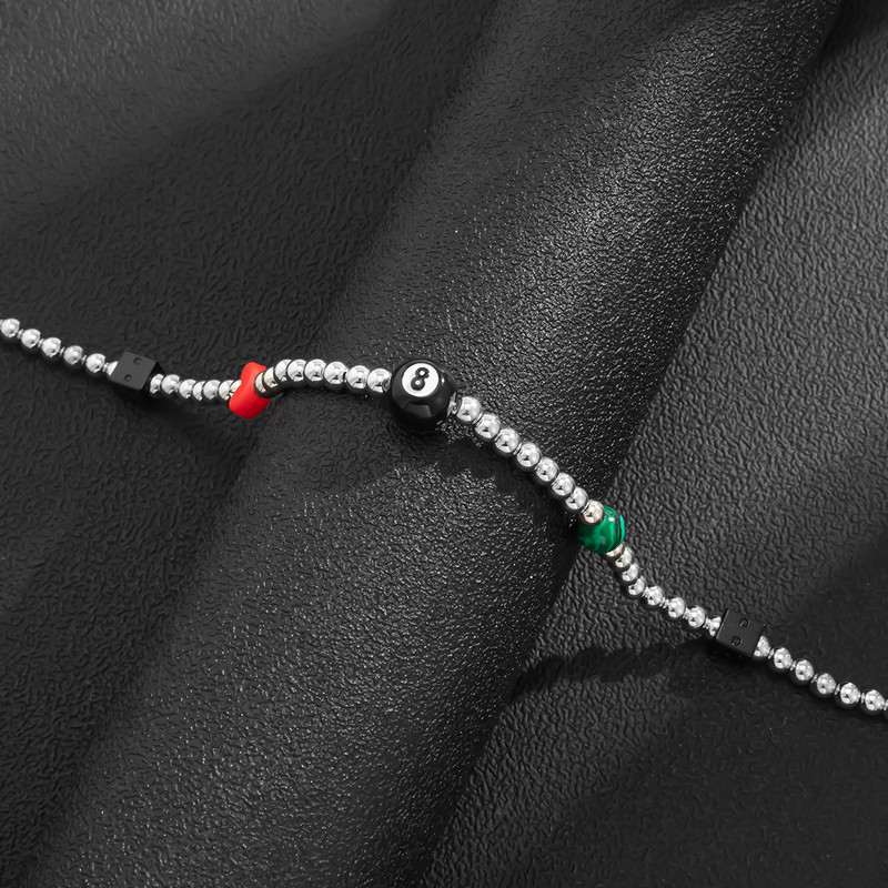 Ogrlica od perli s kockicama sretnog broja osam za muškarce Ogrlica s ogrlicom s lančićima s malim perlama na vratu 2022. Ženski modni nakit Ovratnik