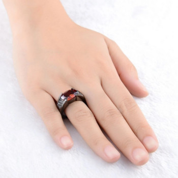 Μοντέρνα ένθετα δαχτυλίδια μαύρου περιγράμματος για άνδρες Κόκκινο μωβ δαχτυλίδι ζιργκόν κοσμήματα Επέτειος