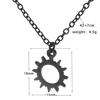 Черна огърлица от неръждаема стомана, покрита с кухи слънчеви тотемни колиета с висулка за жени, мъже, чар, парти за рожден ден, модни бижута
