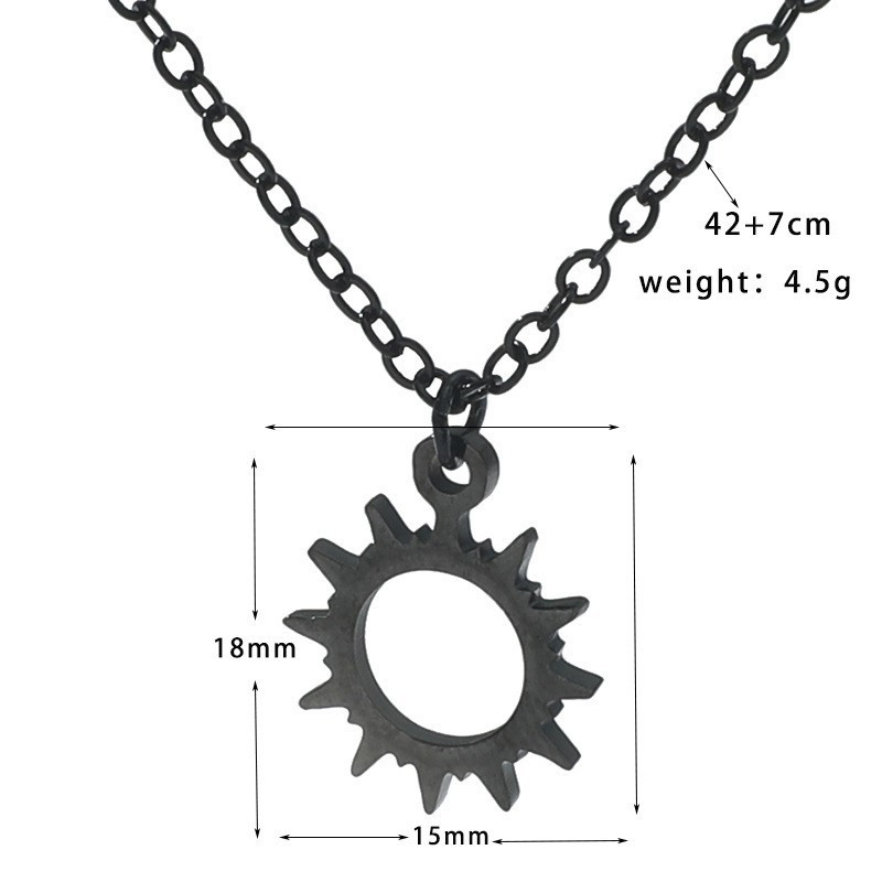 Colier negru din oțel inoxidabil placat Hollow Sun Totem Colier pendant pentru femei bărbați farmec pentru petrecere de aniversare bijuterii de modă