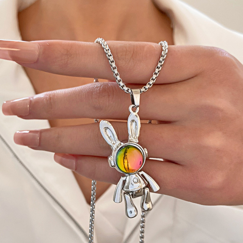 Active Space Rabbit Ogrlica za žene Hip Hop Muškarci Lanci džempera od nehrđajućeg čelika Punk nakit Ulična odjeća Dodaci za privjeske