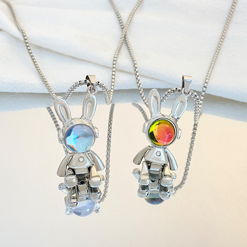 Active Space Rabbit Ogrlica za žene Hip Hop Muškarci Lanci džempera od nehrđajućeg čelika Punk nakit Ulična odjeća Dodaci za privjeske