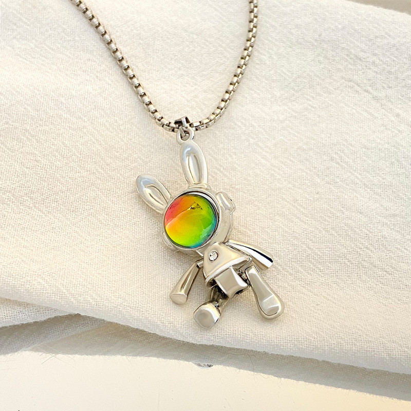 Active Space Rabbit Ogrlica za žene Hip Hop Muškarci Lanci džempera od nehrđajućeg čelika Punk nakit Ulična odjeća Dodaci za privjeske