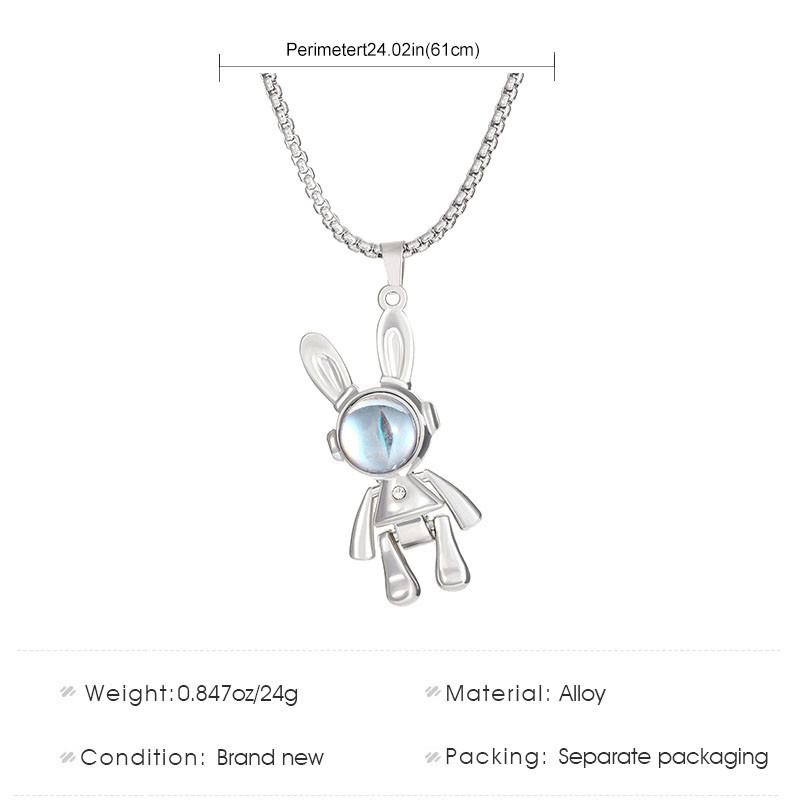 Active Space Rabbit Ogrlica za žene Hip Hop Muškarci Lanci džempera od nehrđajućeg čelika Punk nakit Ulična odjeća Dodaci za privjeske