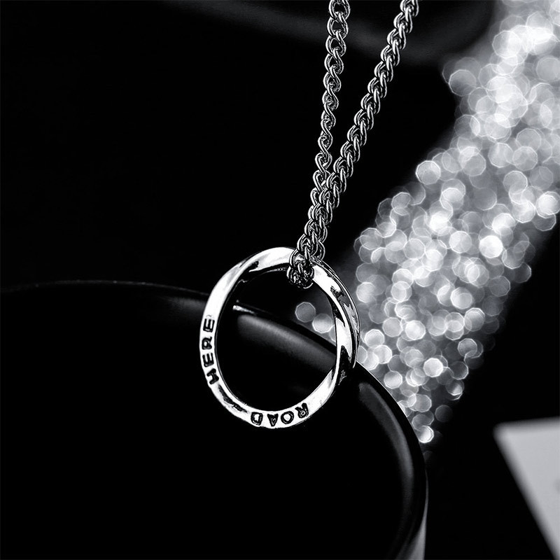 Norveški Viking Mobius okrugli prsten s privjeskom Ogrlica za muškarce od nehrđajućeg čelika upletena bežična kružna geometrijska ogrlica Muški vrući nakit