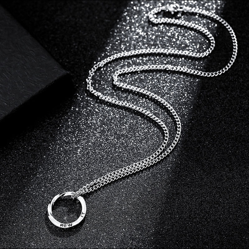 Norveški Viking Mobius okrugli prsten s privjeskom Ogrlica za muškarce od nehrđajućeg čelika upletena bežična kružna geometrijska ogrlica Muški vrući nakit