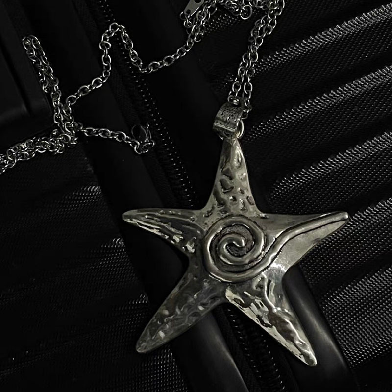 Perdėta asmenybė Big Metal Pentagram Star pakabukas karoliai moterims Vintage Goth Y2K papuošalai Hip Hop Punk megztinio grandinėlė