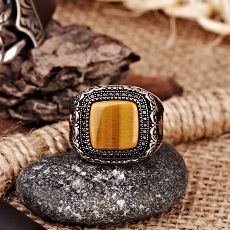 Retro käsitsi valmistatud Türgi sõrmus meestele Vintage topeltmõõgad, kollased tsirkoonist sõrmused, punk 2022 trendikad islami usulised moslemiehted