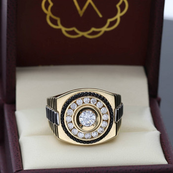 Κλασικό ανδρικό δαχτυλίδι μόδας μεταλλικό χρυσό χρώμα Ένθετο λευκό ζιργκόν πανκ δαχτυλίδια για άνδρες αρραβώνων Πολυτελές κοσμήματα γάμου