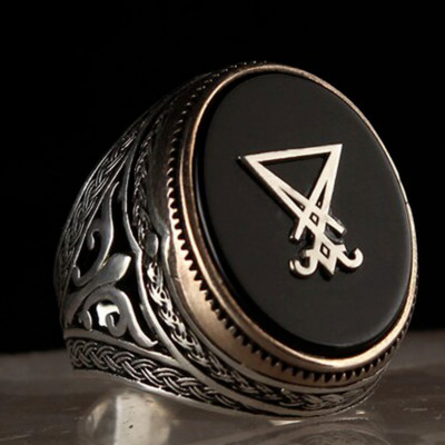 Vintažinis dviejų atspalvių rankų darbo turkiškas vyriškas žiedas, kūrybiškas raižinio raštas, inkrustuotas juodais cirkonio pankroko žiedais, 2021 m. madingi papuošalai