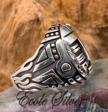 Ανδρικό δαχτυλίδι πανκ σε ρετρό ασημί χρώμα με μοτίβο μάσκας εξατομικευμένα παράξενα δαχτυλίδια Locomotive για άνδρες Γοτθικά μοντέρνα κοσμήματα