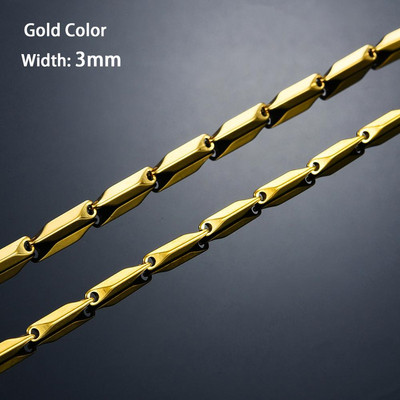 Širina 3 mm Rolo bambusov lanac od nehrđajućeg čelika Visokokvalitetna ogrlica zlatne/srebrne boje Muškarci Žene Choker Nakit Dodaci