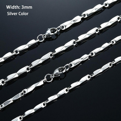 Širina 3 mm Rolo bambusov lanac od nehrđajućeg čelika Visokokvalitetna ogrlica zlatne/srebrne boje Muškarci Žene Choker Nakit Dodaci