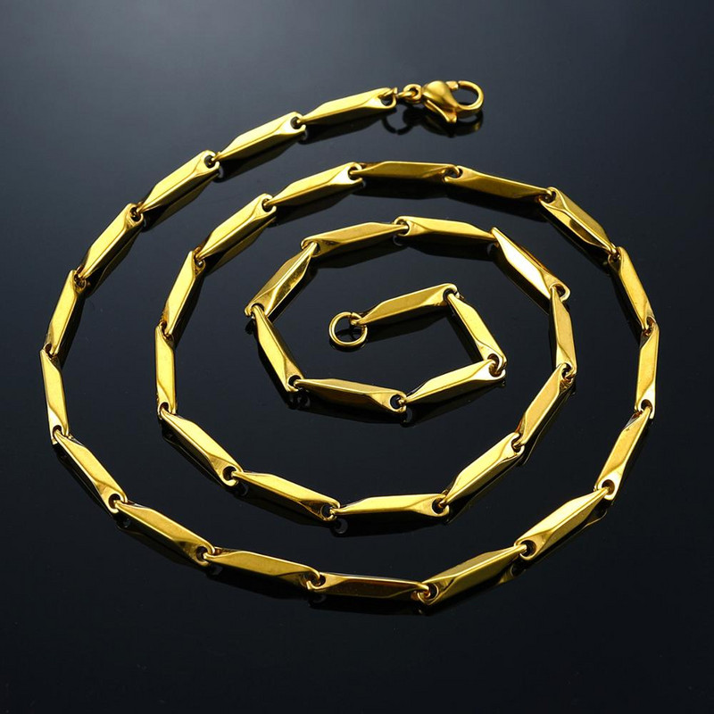 Širina 3 mm Rolo bambusov lanac od nehrđajućeg čelika Visokokvalitetna ogrlica zlatne/srebrne boje Muškarci Žene Choker Nakit Dodaci
