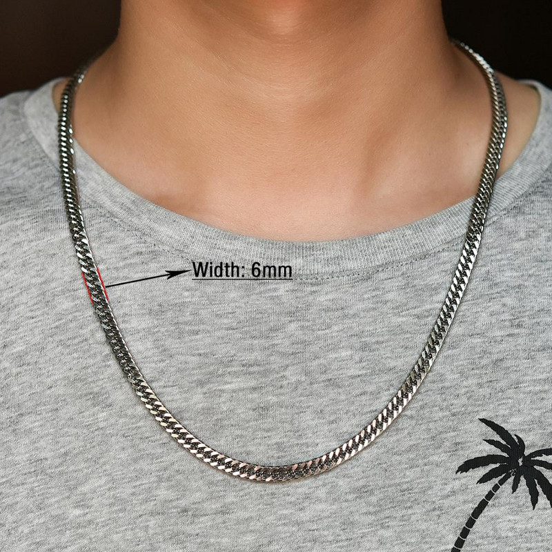 Muškarci srebrne boje od nehrđajućeg čelika, kubanska ogrlica s karičnim lancem, visokokvalitetna vodootporna ogrlica, punk teški nakit, dodatak, poklon