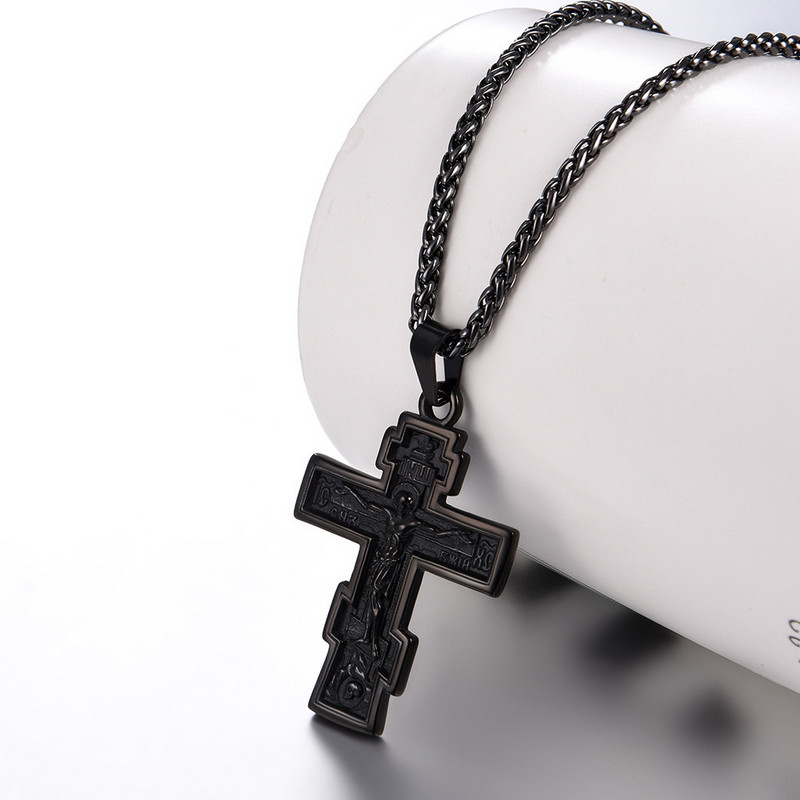 Nerūsējošā tērauda kristiešu Bībele Jēzus krusta kaklarota sievietēm vīriešiem panku rotaslietas dāvanu apkakles De Acero Inoxida vintage krusta kulons
