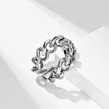8 мм Cuba Chain Ring Homme Пръстен от титанова стомана за мъже, жени, единичен пръстен, хип-хоп, рок бижута, аксесоари на едро