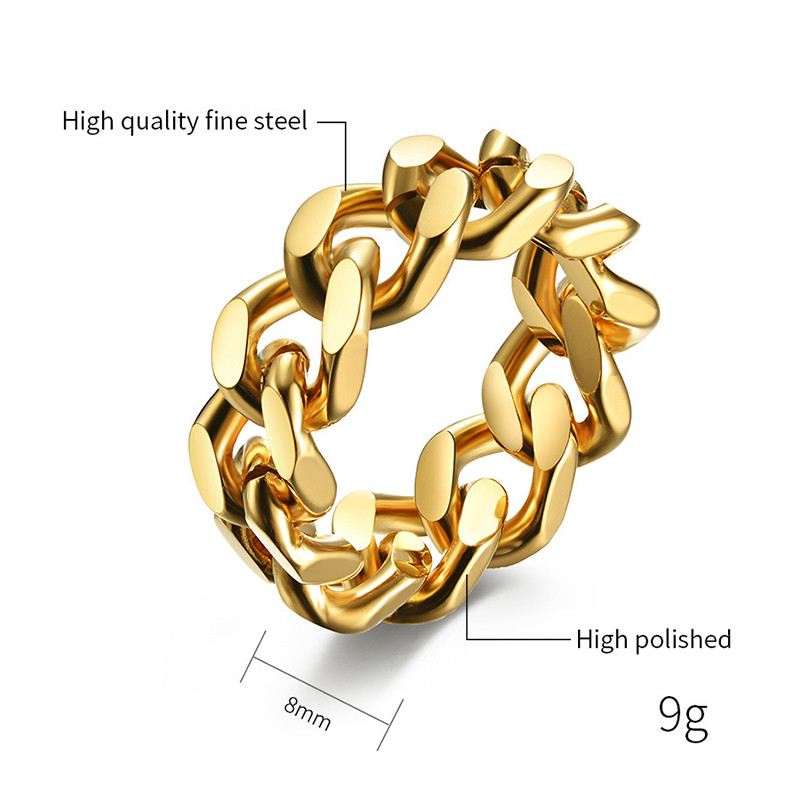 8mm Cuba ketisõrmus Homme titaanist terassõrmus meestele, naistele üks sõrmus HipHop Rock Ehted Aksessuaaride hulgimüük