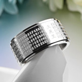 Vyriškas Budos Mantra Antistresinis Žiedas Kinų tekstas Graviruotas maldos suktukas Žiedai vyrams Gydymas Nerimas Dovanos nuo nerimo