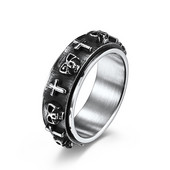 Forgatható Forgó szorongásos Fidget Rings Homme Titán acél gyűrű férfiaknak Skeleton Cross Punk Spinning Spinner Ring Tartozékok