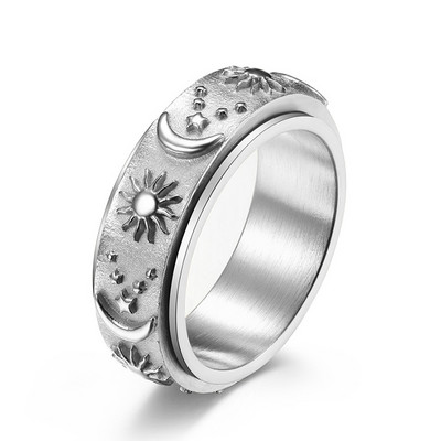 Δαχτυλίδι Anxiety Ring Fidget Spinner Ring για γυναίκες Δαχτυλίδι από τιτάνιο ατσάλινο δαχτυλίδι Sun Moon Star Men Lover Couple Spinning Spinner Ring Homme