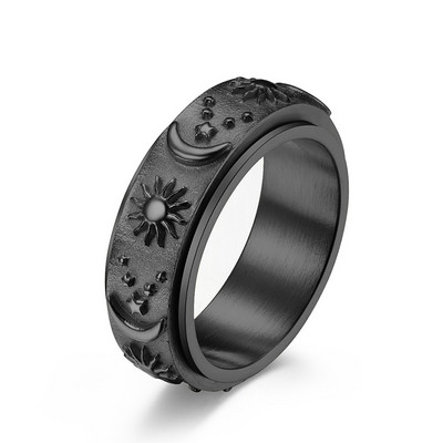Δαχτυλίδι Anxiety Ring Fidget Spinner Ring για γυναίκες Δαχτυλίδι από τιτάνιο ατσάλινο δαχτυλίδι Sun Moon Star Men Lover Couple Spinning Spinner Ring Homme