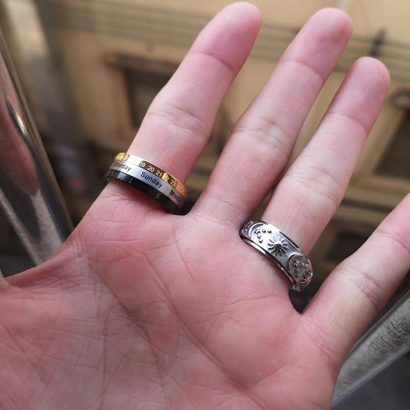 Δαχτυλίδι Anxiety Ring Fidget Spinner Ring για γυναίκες Δαχτυλίδι από τιτάνιο ατσάλινο δαχτυλίδι Sun Moon Star Men Lover Couple Spinning Spinner Ring Homme