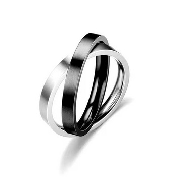 Anxiety Fidget Rings Titaniun Въртящ се въртящ се пръстен от неръждаема стомана за мъже, жени Двуцветен класически кръст любовен пръстен