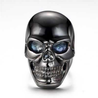 Винтидж мъжки пръстени Скелет Пънк рок бижута Пръстен с черен череп Подарък за Хелоуин парти Аксесоари