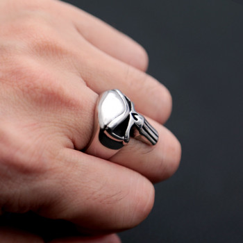 Пънк наказателни пръстени Мъже Жени Мода 316L Неръждаема стомана Череп Biker Ring Хип-хоп Уникален за мъж Момче Бижута Подарък Размер 7-15
