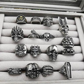 Gooti punk Satanic Devil Skull Ring Vintage Steampunk meeste roostevabast terasest sõrmus Hiphop Mootorrataste Rock Biker Ehted Hulgimüük