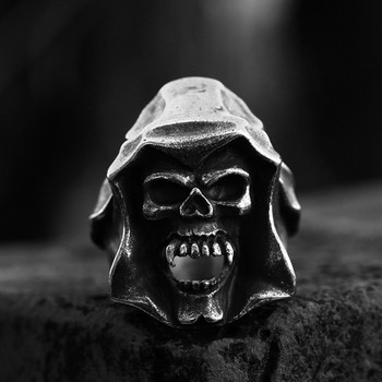 Gothic Punk Satanic Devil Skull Ring Vintage Steampunk Ανδρικό δαχτυλίδι από ανοξείδωτο ατσάλι Hiphop Μοτοσικλέτα Rock Biker Κοσμήματα Χονδρική