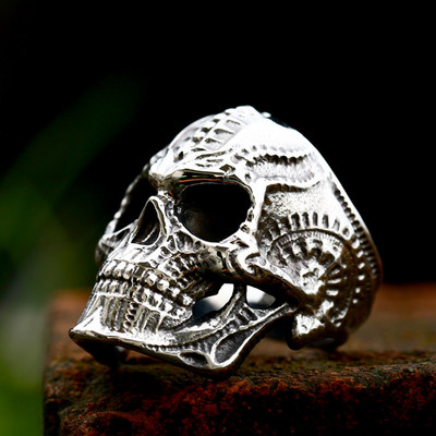 Gooti punk Satanic Devil Skull Ring Vintage Steampunk meeste roostevabast terasest sõrmus Hiphop Mootorrataste Rock Biker Ehted Hulgimüük