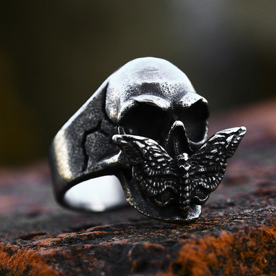 Gooti punk Satanic Devil Skull Ring Vintage Steampunk meeste roostevabast terasest sõrmus Hiphop Mootorrataste Rock Biker Ehted Hulgimüük