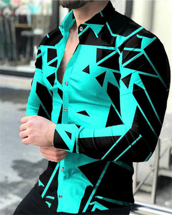 2023 Висококачествени модни мъжки ризи Ризи с копчета Ежедневни дизайнерски топове с дълъг ръкав с щампи Мъжки мъжки блузи с ревери
