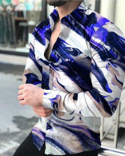 Modne muške košulje visoke kvalitete 2023. Košulje na kopčanje Ležerne dizajnerske majice dugih rukava s printom Muške muške majice na rever