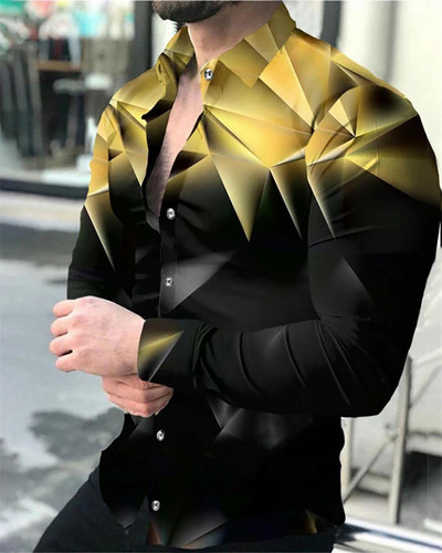 Modne muške košulje visoke kvalitete 2023. Košulje na kopčanje Ležerne dizajnerske majice dugih rukava s printom Muške muške majice na rever