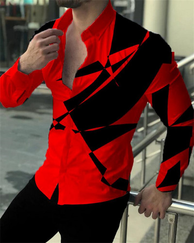 Modne muške košulje visoke kvalitete 2023. Košulje na kopčanje Ležerne dizajnerske majice dugih rukava s printom Muške muške majice na rever