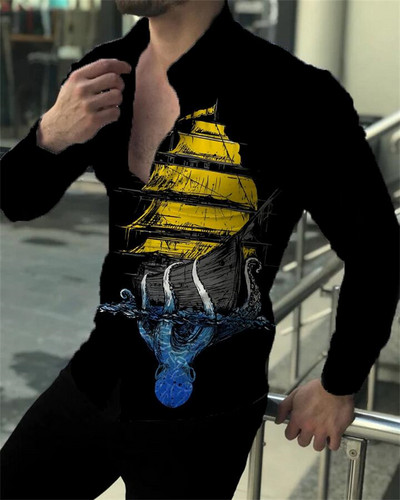 Modne muške košulje visoke kvalitete 2023. Košulje na kopčanje Ležerne dizajnerske majice dugih rukava s printom Muške muške majice na rever